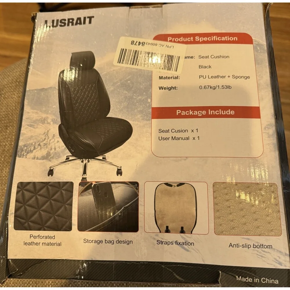 New Lusrait Black Seat Cushion Chair Cover PU Leather